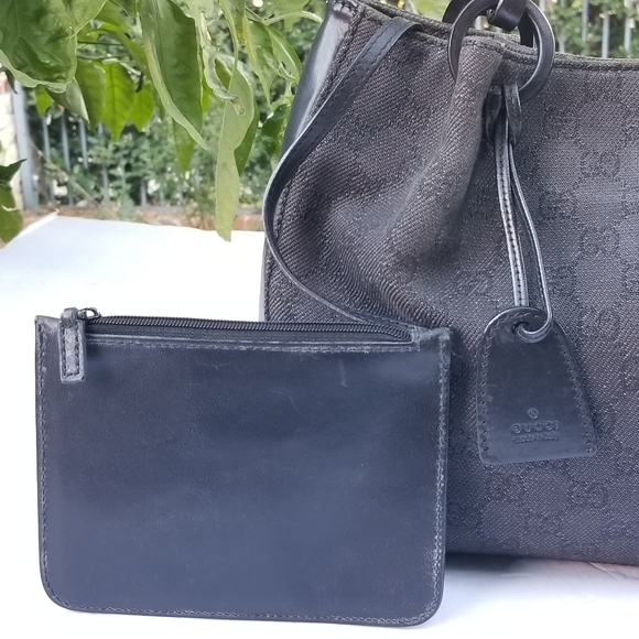 Lovely vintage Gucci GG  dark canvas with leather trim tote handbag - Picture 11 of 16